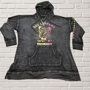 Lane Bryant Def Leppard Love Bites 1987 Charcoal Gray Hoodie Plus Grunge 18/20